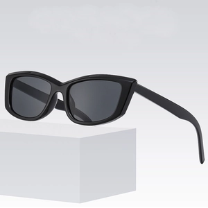 Classic black rectangular cat eye sunglasses with premium UV protection for women