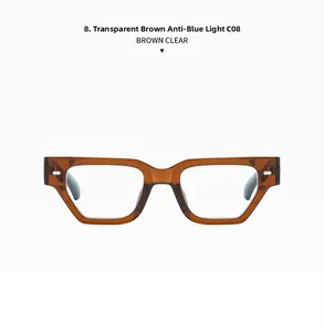 Vue détaillée des lunettes PC marron transparent avec verres anti-lumière bleue