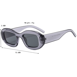 Retro oval thick frame sunglasses in transparent grey with high UV protection lenses