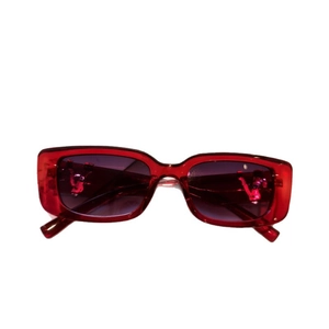 2025 trendy red rectangular narrow frame sunglasses for women street style fashion