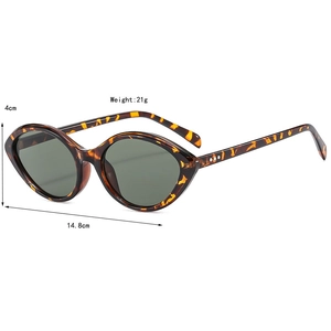 Lunettes de soleil œil de chat écaillé avec verres vert foncé et largeur de 14,8 cm