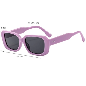 Vintage purple square sunglasses with grey lenses and silver diamond rivets 31g