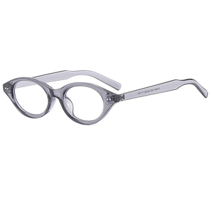 Retro grijze doorschijnende ovale bril met minimalistische klinknagels en vintage