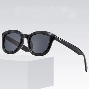 2025 Fashion vintage black square sunglasses with dark grey UV400 lenses for men and women