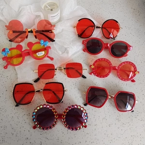 Kids red round and heart-shaped sunglasses collection with luxury frames for toddlers