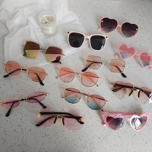 Lunettes De Soleil Tendance Pour Enfants Cœur Carré Rond Monture Résine Métal Protection UV400 Pour Garçons Filles Rose