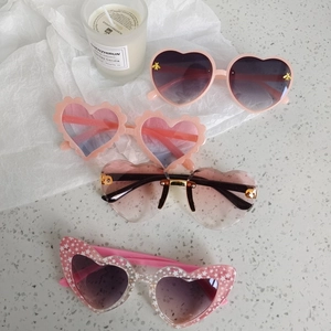 Lot de lunettes de soleil coeur rose pour enfants avec paillettes et motifs étoiles