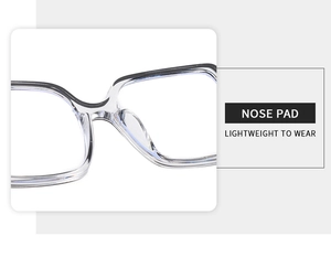 Vue macro détaillée des plaquettes de nez transparentes légères sur lunettes anti-lumière bleue