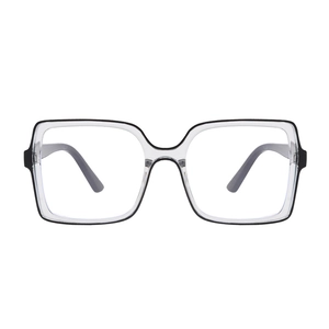 Lunettes carrées surdimensionnées à la mode avec monture transparente et bords noirs élégants