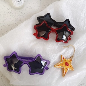 Star shaped glitter kids sunglasses in purple red and black with UV protection lenses