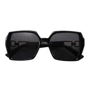 Classic oversized square frame sunglasses with dark lenses and sleek black frames for women