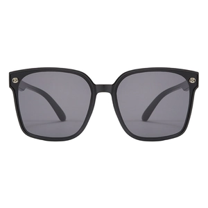 Lunettes de soleil oversize carrées noires avec verres gris foncé et logo doré chic
