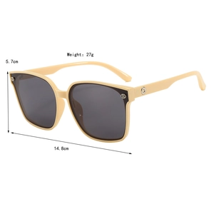 Tableau des tailles pour lunettes de soleil carrées rétro, largeur 14,8cm et poids de 27g