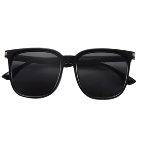 Classic large black frame oversized sunglasses with silver metal dots and dark lenses