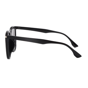 Classic black square sunglasses with silver metal accents and dark polarized lenses