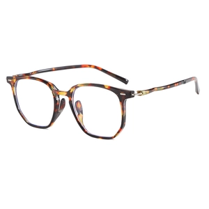 Classic tortoise shell polygon eyeglasses frame with anti-blue light clear lenses