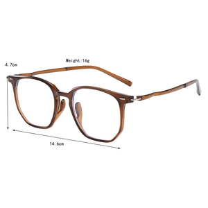 Detail of lightweight amber tortoiseshell frames weighing 16g with dimensions 14.6cm x 4.7cm
