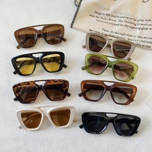 Fashion double bridge square sunglasses in 8 colors including tortoise and black frames