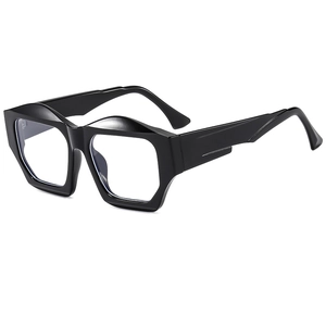Irregular wave frame cat eye sunglasses in black with a bold Y2K futuristic design