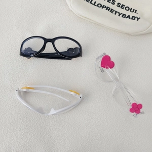 Lunettes De Soleil Enfant Fille Mignon Cœur Fleur Décor Anti Lumière Bleue Protection UV400 Monture Transparente