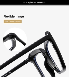 Detail of flexible hinge on stylish large frame glasses with high quality painting
