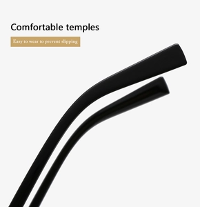 Detail of matte black ergonomic temples on blue light blocking glasses frames