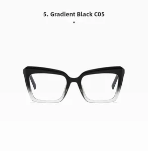 Detailed view of cat-eye glasses frame with gradient black to transparent finish C05