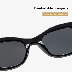 Close-up of comfortable nose pads on black square sunglasses designed to reduce pressure