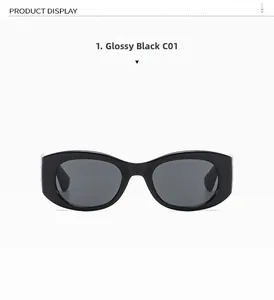 Close-up detail of retro chunky black cat-eye sunglasses with thick frames and dark lenses