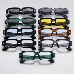 Retro Square Sunglasses For Men And Women PC Frame AC Lens UV400 Protection Rivet Decor Trendy Fashion Eyewear