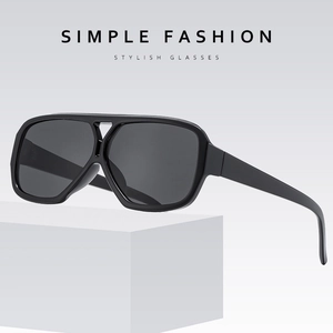 Classic double bridge square sunglasses with black frames and dark lenses for women