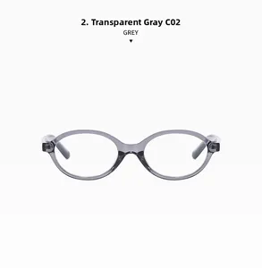 Detailed view of oval glasses frames in transparent grey finish with color code C02