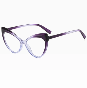 Detail of cat eye glasses frame with purple gradient finish and model code ZN3878