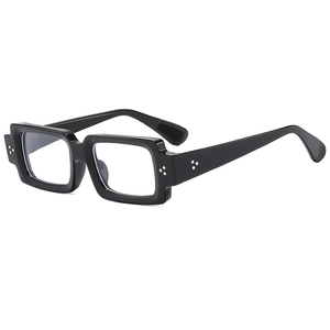 Retro rectangle thick frame sunglasses with silver dots decoration at 45-degree angle