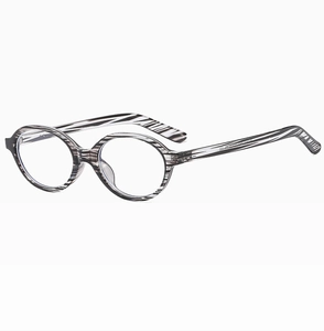 Detailed side view of tortoise zebra pattern glasses frame with metal hinges
