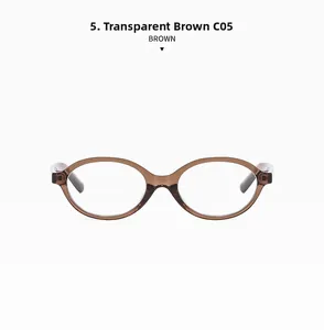 Close-up of retro oval transparent brown eyewear frame with color code C05 detail