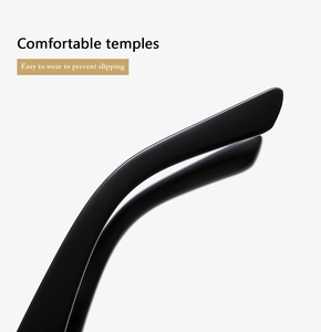 Macro shot of ergonomic black glossy temples on square sunglasses for anti-slip comfort