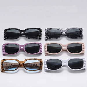 Fashion Square Sunglasses Lattice Texture Geometric Frame UV400 Protection PC AC Lens For Men Women