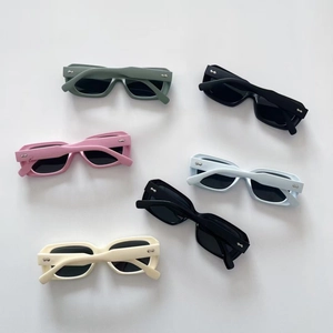 Kids polarized square sunglasses in various matte silicone colors with metal accents
