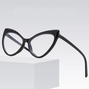 Stylish black cat-eye glasses frame with blue light blocking lenses in a 45-degree view