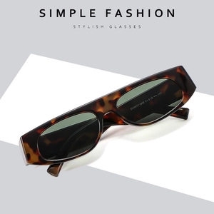 Retro punk rectangular tortoise shell sunglasses with dark lenses and minimalist design