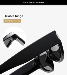 Detail of premium sunglasses featuring a flexible hinge and high-quality glossy painting
