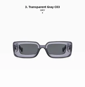 Détail des lunettes de soleil rectangulaires gris transparent C03 avec verres gris