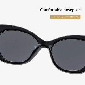 Detail of integrated nose pads on black sunglasses for comfortable daily wear