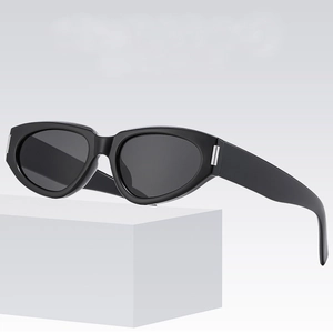 Classic black cat-eye sunglasses with bold frames and silver metal accents for a stylish look