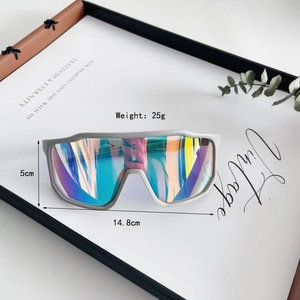 Kids vintage oversized sport cycling sunglasses with colorful iridescent lenses and grey frame