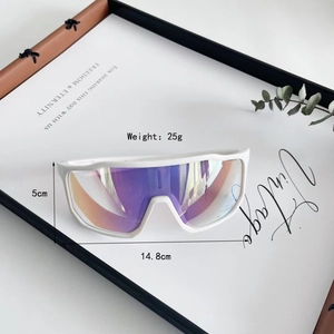 Kids oversized wrap-around sports sunglasses with iridescent lenses for cycling and skiing