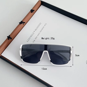 Kids oversized white flat top sunglasses with dark lenses 13cm width 20g weight