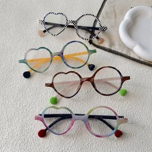 Kids Anti Blue Light Glasses Plastic Asymmetric Heart Round Frame UV400 Protection Children Computer Eyewear Fashionable