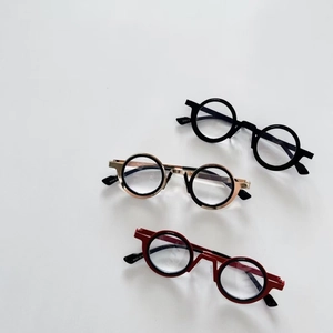 Steampunk round frame retro fashion glasses for kids in black, gold and red colors
